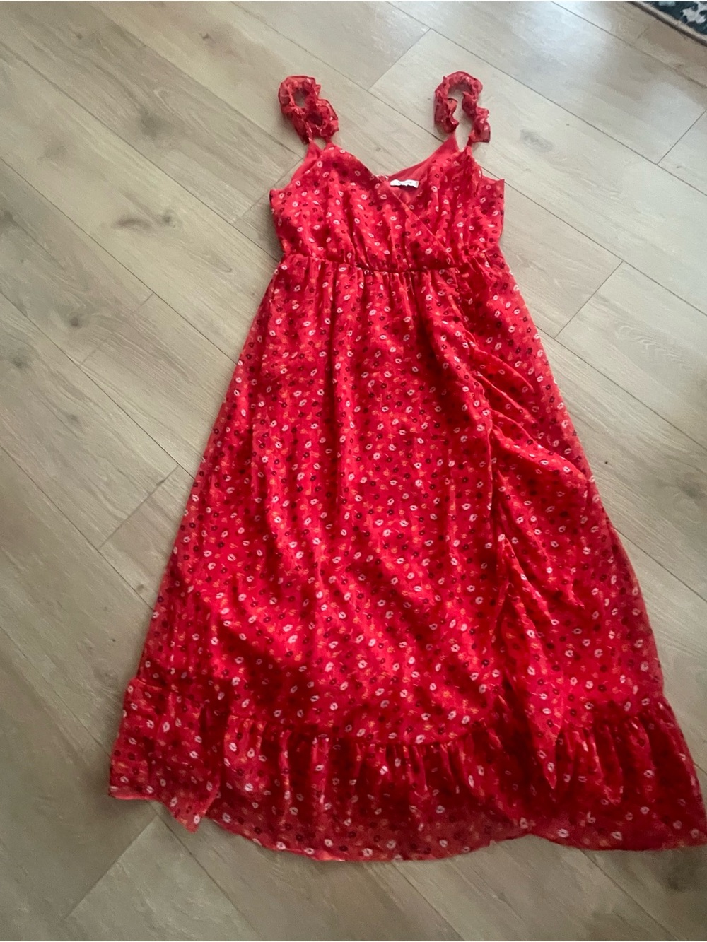 Madewell Red Floral Tie-Waist Maxi Dress - Picture 15 of 15